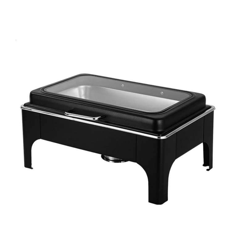 Luxury black chaffing dish buffet set chefing food warmer marmite chauffante cheffing stainless steel chafing dish for catering