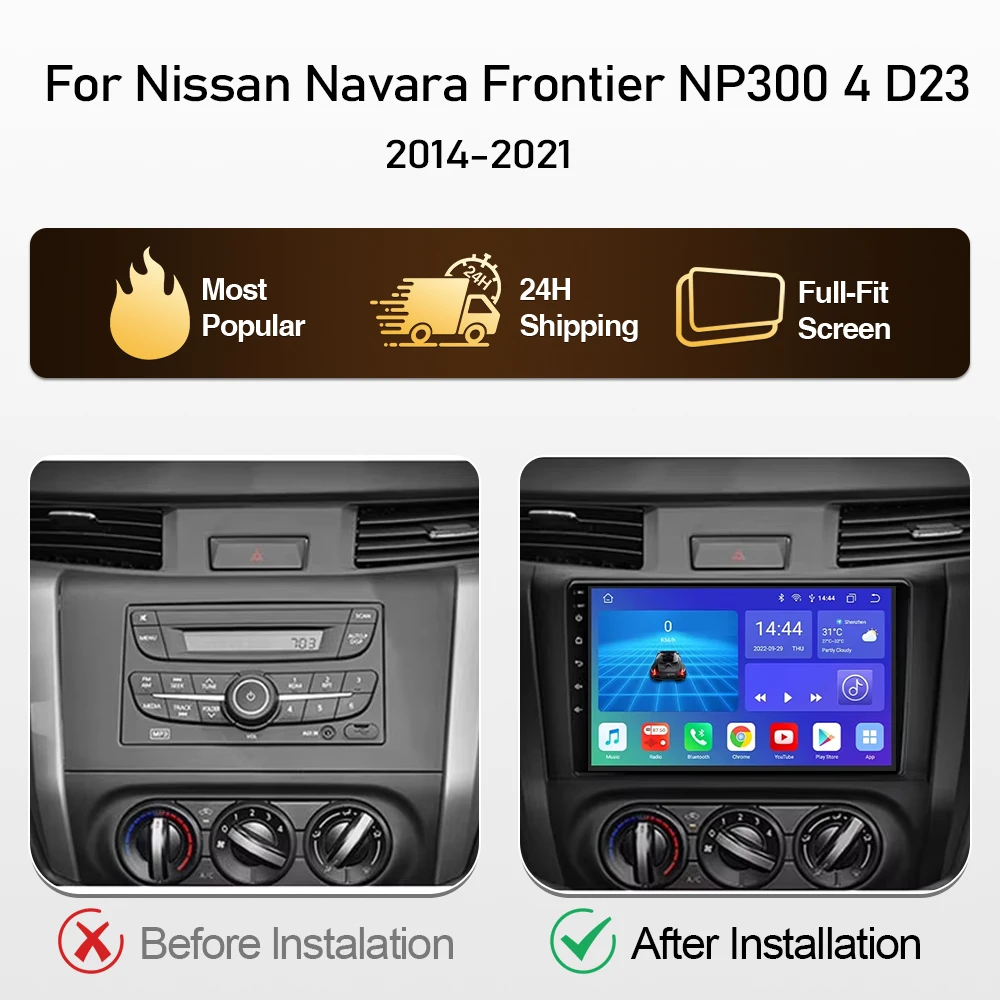 

Car Radio For Nissan Navara Frontier NP300 4 D23 2014-2021 Carplay Android Auto Player Stereo Navigation GPS Multimedia Screen