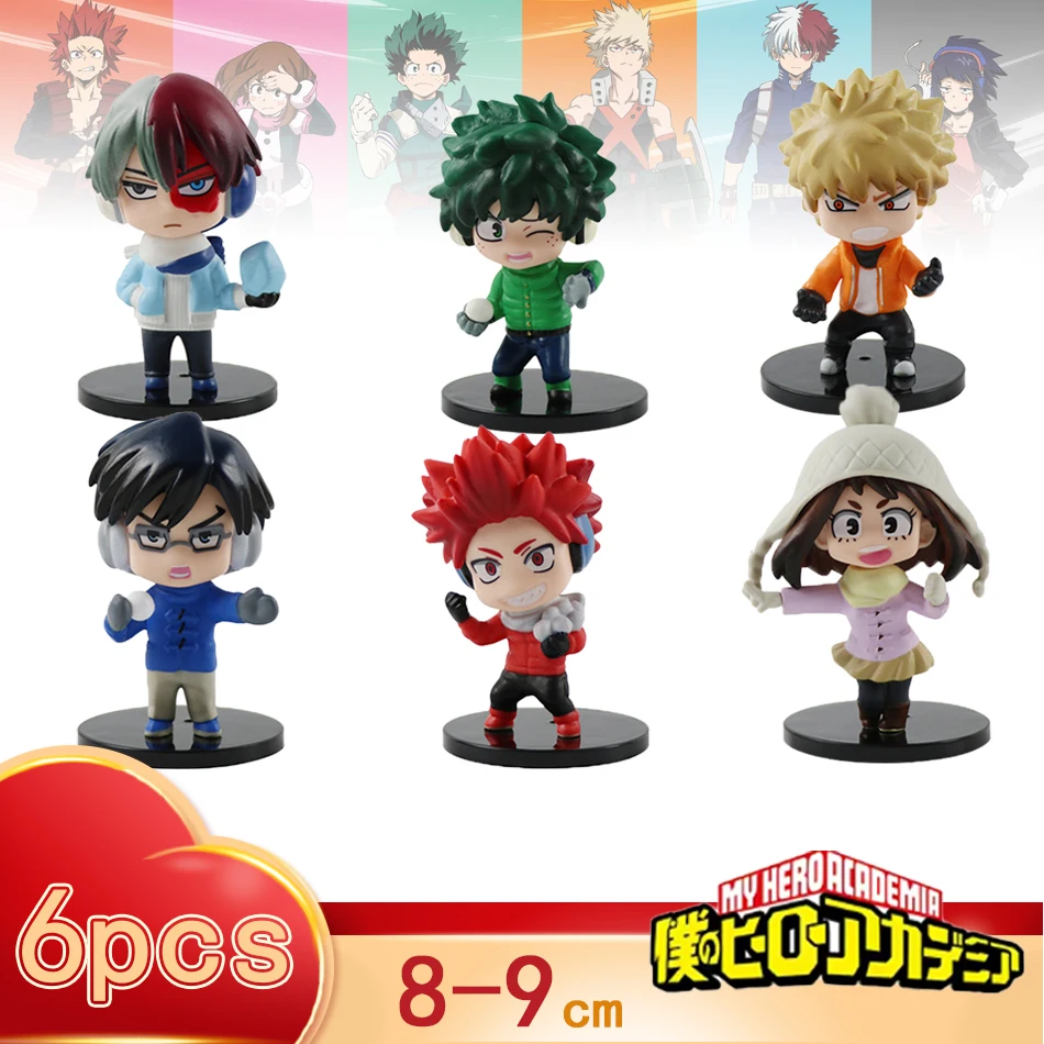 ماي هيرو أكاديميا 6 قطع إصدار ليندا. Midoriya All Might Bakugou Shoto Ochaco PVC Figur deaction Boku no Hero regalo muñeca