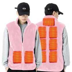 Mode 9-gebieden verwarmd vest voor heren Dames Verwarming Koraal fluwelen vest USB-opladen Temperatuurregeling Winter Warm buitenkleding