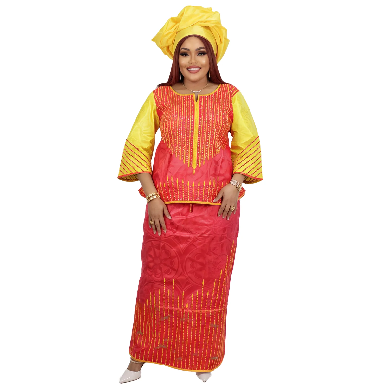 African Dresses For Women Plus Size Bazin Riche Embroidery Design