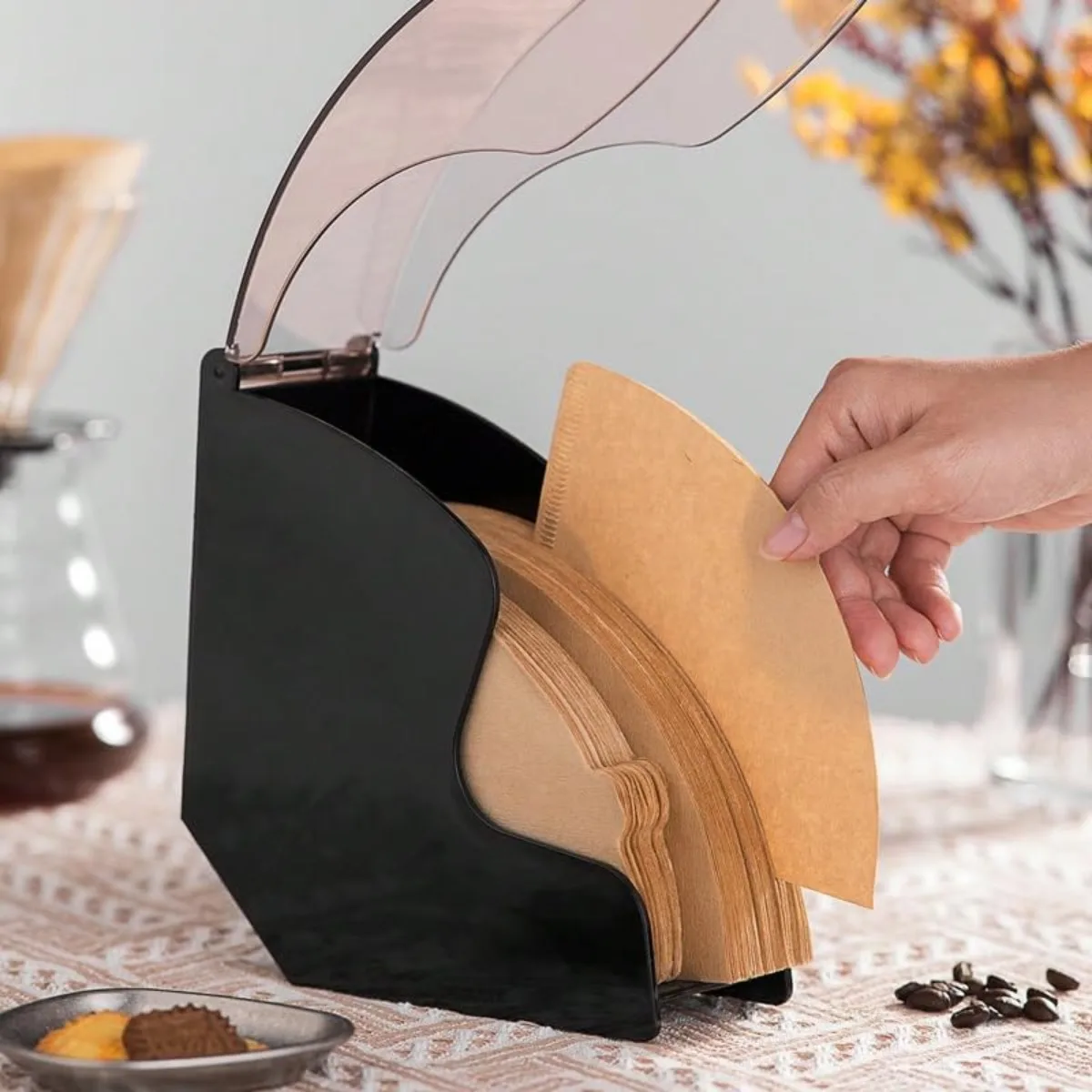 Coffee Filter Holder Durable Conical Filter Paper Storage Box Perfect Storing Coffee Filters Accessory Rack for Home Office Shop