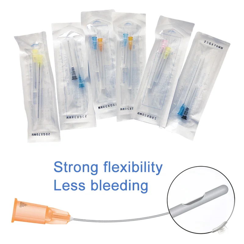 Hot Sale Sterile Disposable Blunt Needle Microcannula Precise Scale 27G 25G 70MM 50MM Flexible Tip Blunt Cannula