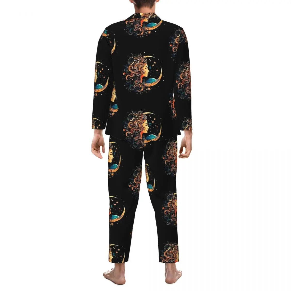 Vêtements de nuit College soleil et lune pour hommes, ensemble de pyjama respirant décontracté, manches longues, vêtements de nuit personnalisés ChimSleep, automne