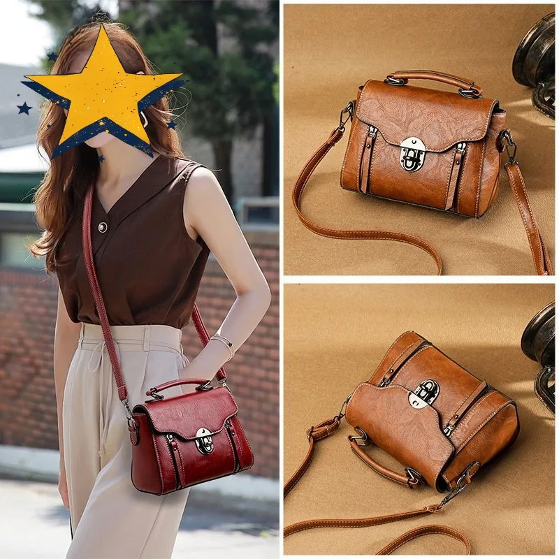 

High Appearance Leve High Quality Ladies Small Bag New Fashion Retro Handbag Leather Texture Versatile Large Capacity Square Bag