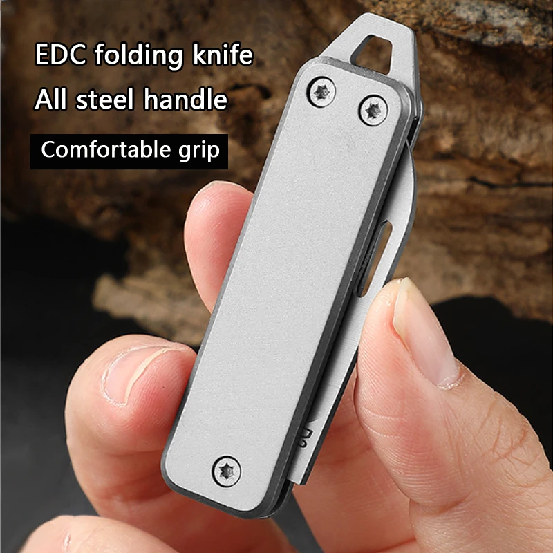 Multifunctional D2 Steel Folding Knife EDC All Steel Handle for Portable Camping Meat Cutting Outdoor Anti Slip Handle Knife