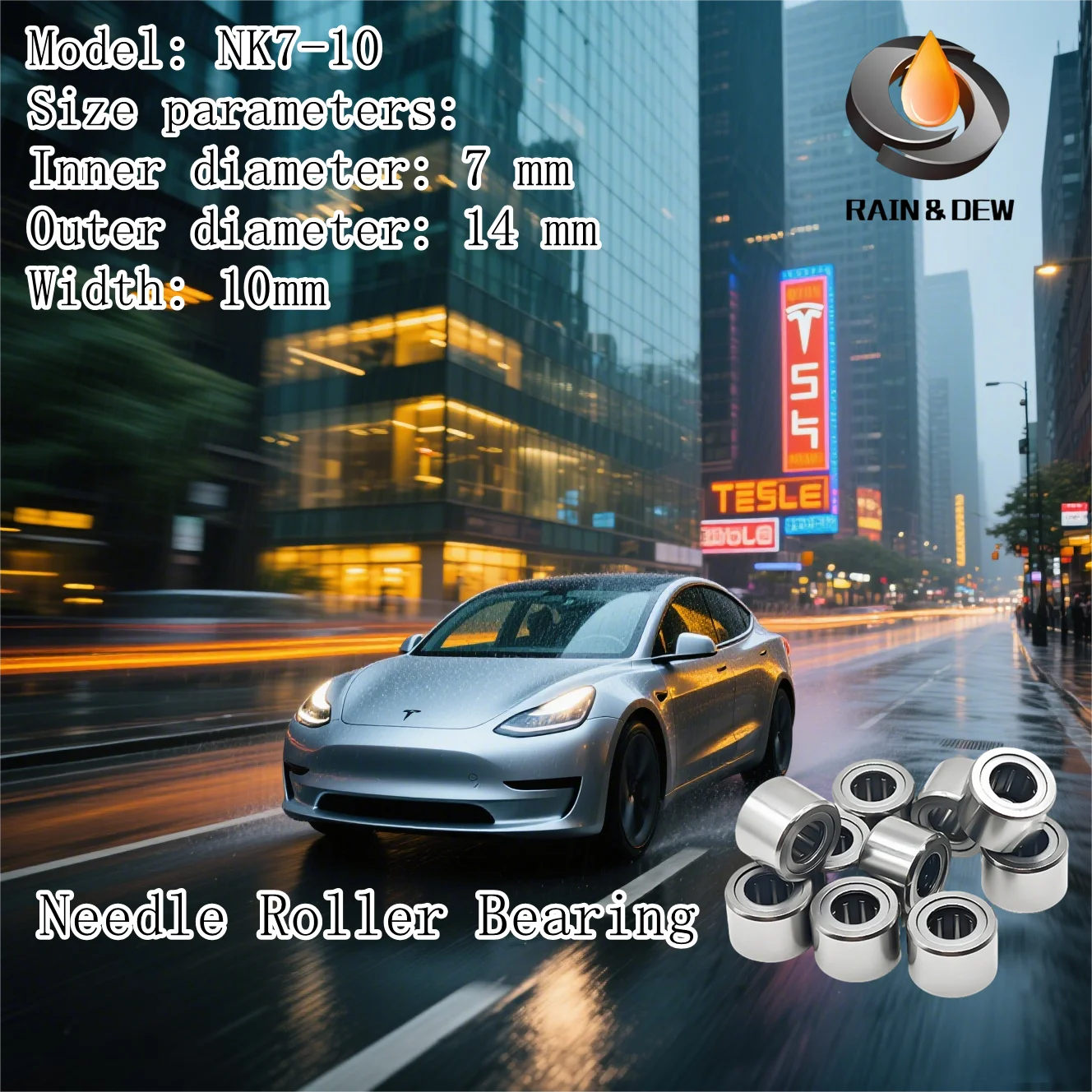 

1PCS Solid Collar Needle Roller Bearings Without Inner Ring Bearings NK7/10 7x14x10 mm Bearing NK7/10 NK710