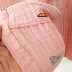Pure Cotton ort Sve ort Pants Women's Nightgown Set Summer Home Clothes Waed Double Layer Gauze Cute Refreing