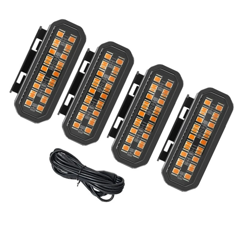 ABTC-For 12V Pickup Truck& Off-Road Vehicle Compatible 18-LED Grille Marker Light Kit- Smoked Lens Amber, 1 Set 4-Way Splitter