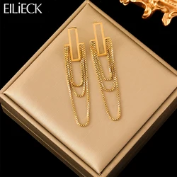 EILIECK 316L Stainless Steel Gold Color Tassel Dangle Earrings For Women Fashion New Holiday Gift Ear Drop Jewelry Bijoux Серьги
