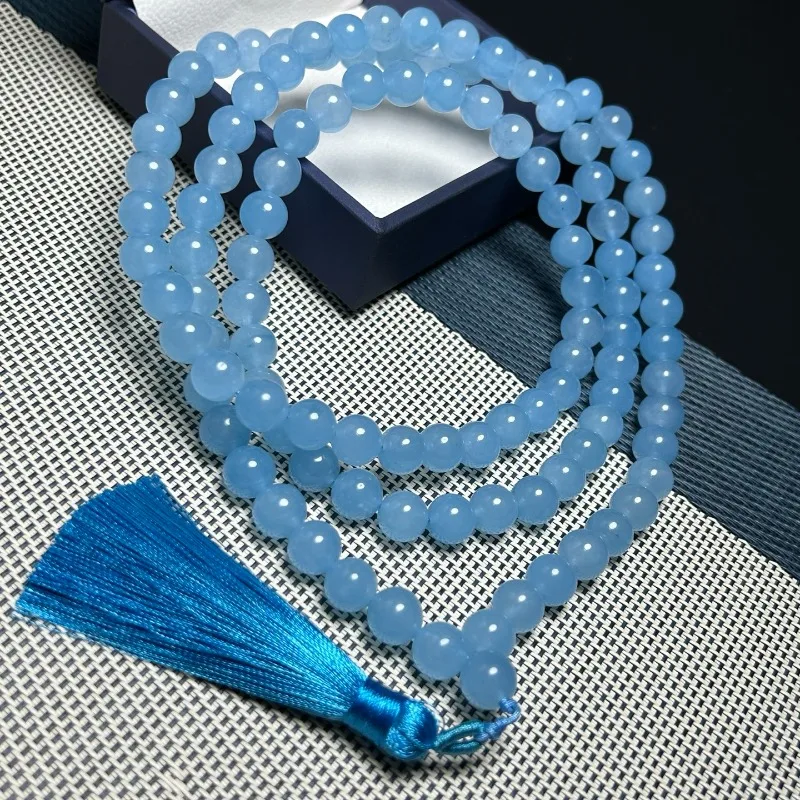 

New Natural Blue Sweater Chain, Fashionable and Versatile Fresh Necklace