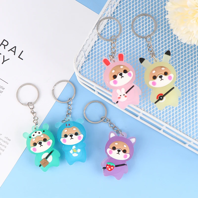 1Pc Luminous Cartoon Chaigou Key Chain Bag Pendant Car Cute Key Chain Toy Figure Pendant Collectible Kids Gifts Creative Keyring