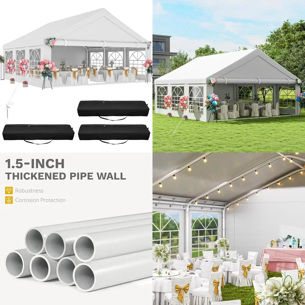 

Уличная сверхпрочная палатка для вечеринок длиной 20x20 футов для свадеб и мероприятий с улучшенной оцинкованной рамой и большой белой крышей