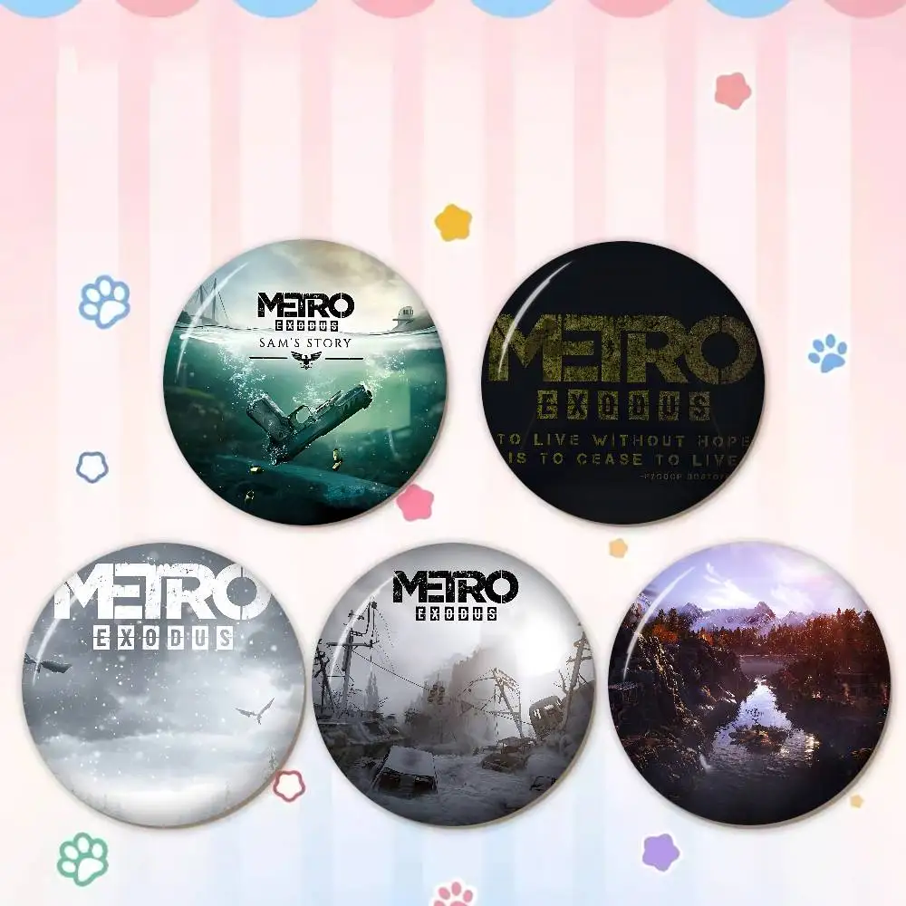 Metro Exodus game 58mm Cute Anime Figure Icon Badge Handmade Tinplate Brooch for Backpack Clothes Chest Ornament Gifts
