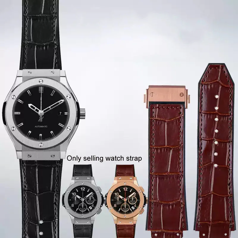 

Genuine Leather Black Brown Watch Accessories Band For Hublot Big Bang Series Cowhide Strap Men Wristband 26mm*19mm