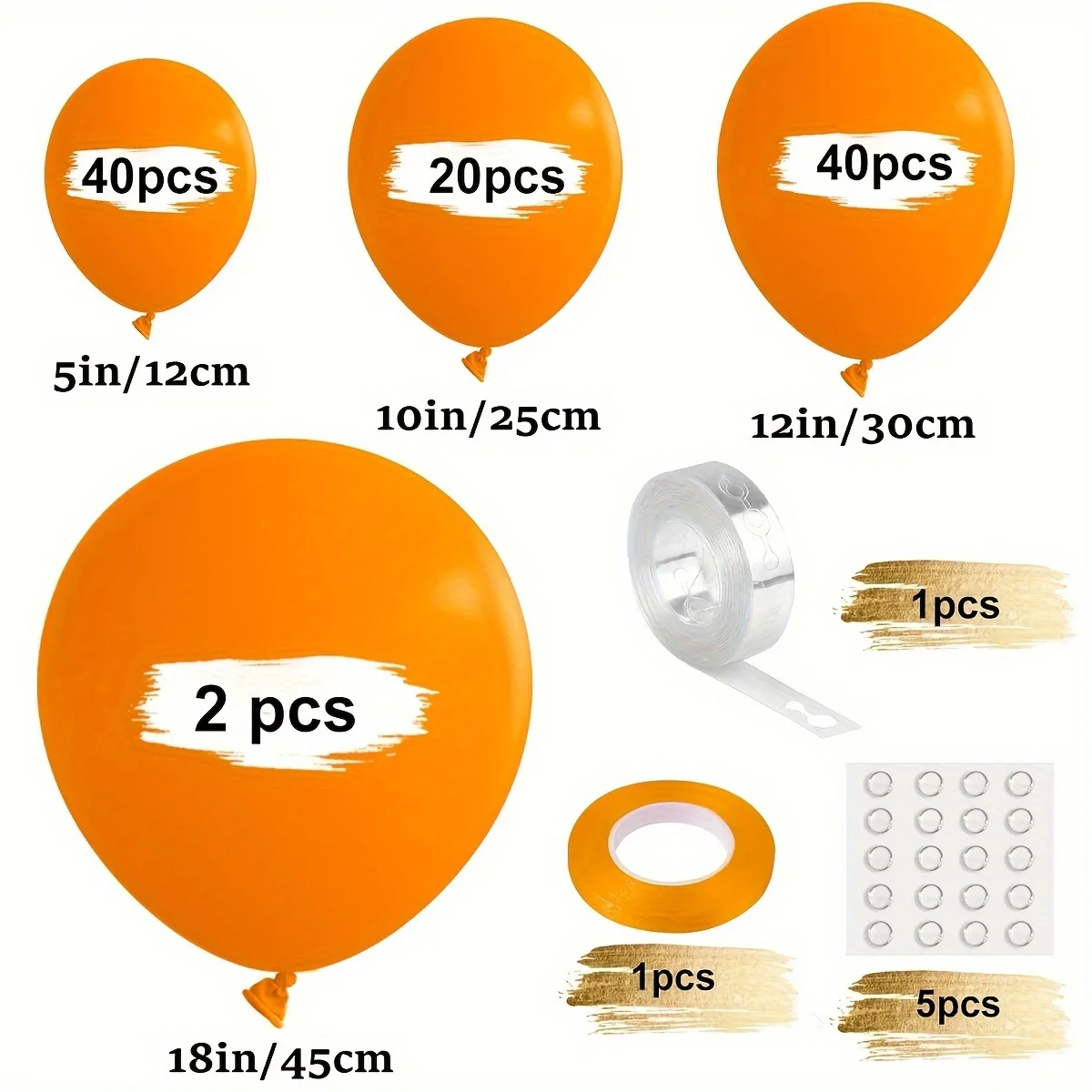 109 Pieces Orange Balloon Set 5/10/12/18 inch orange balloons and orange balloon ribbon