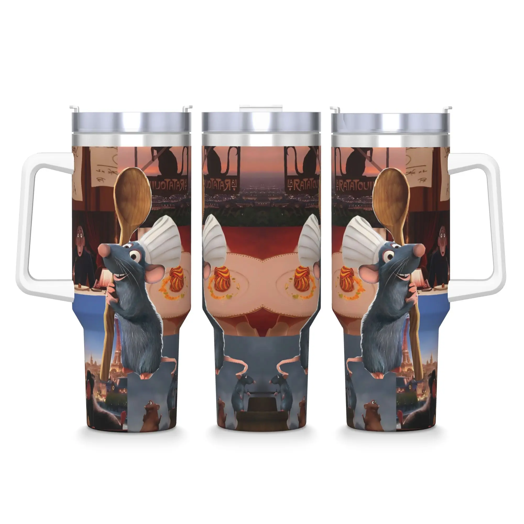 

Cute Ratatouille Tumbler Cold Drink Water Bottle Leakproof Stainless Steel Thermal Cups Custom DIY Beach Mugs Cup