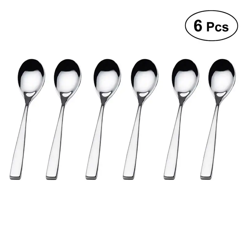 6pcs 304 Stainless Steel Spoons Teaspoon Coffee Spoon Dessert Stir Soup Spoons Stainless Steel Spoons For Tea Coffee Ice Cream