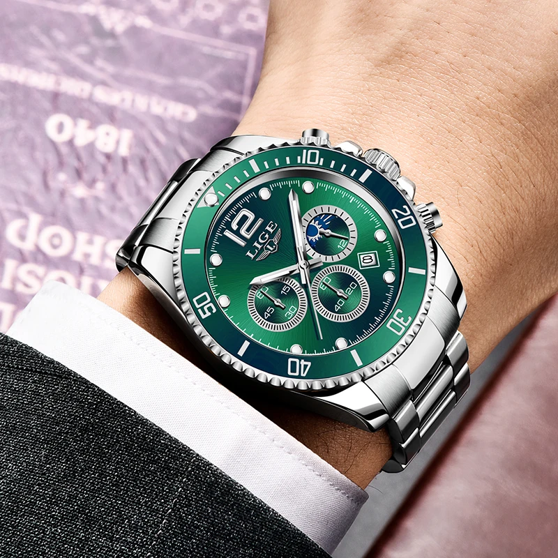 LIGE 2025 أفضل جديد كوارتز ساعة اليد موضة الأعمال ساعة رجالي مقاوم للماء ساعة مضيئة ساعات للرجال relogios masculino