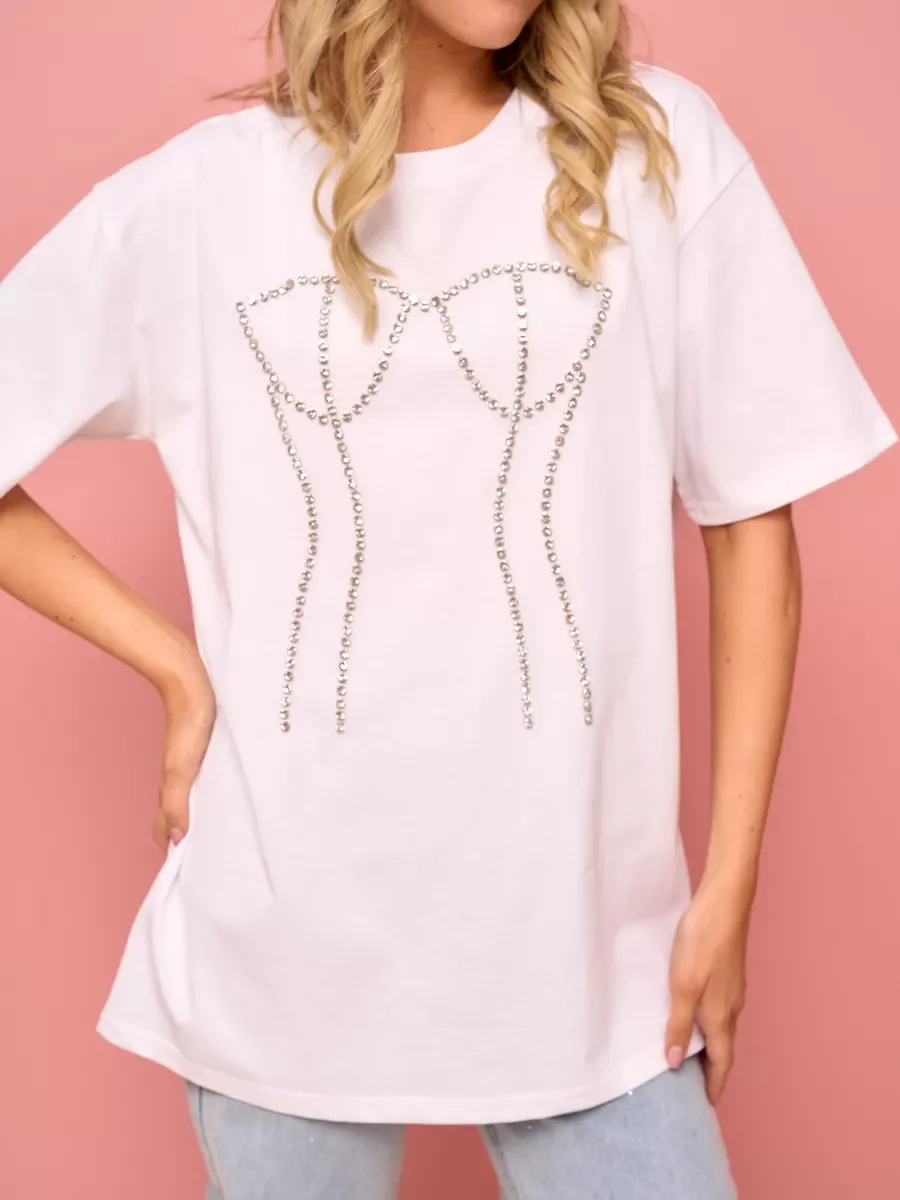 2026 Summer New Women Funny Print T Shits Design Hot Diamond Loose T-shirt Y2k Top