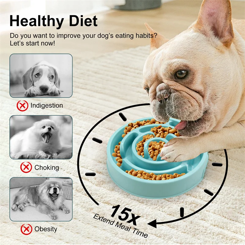 Slow Feeder Dog Bowl, Anti-Choking Puzzle Feeding Bowl For Dry, Wet And Raw Food, Slow Down Eating, Maze Dog Dishes