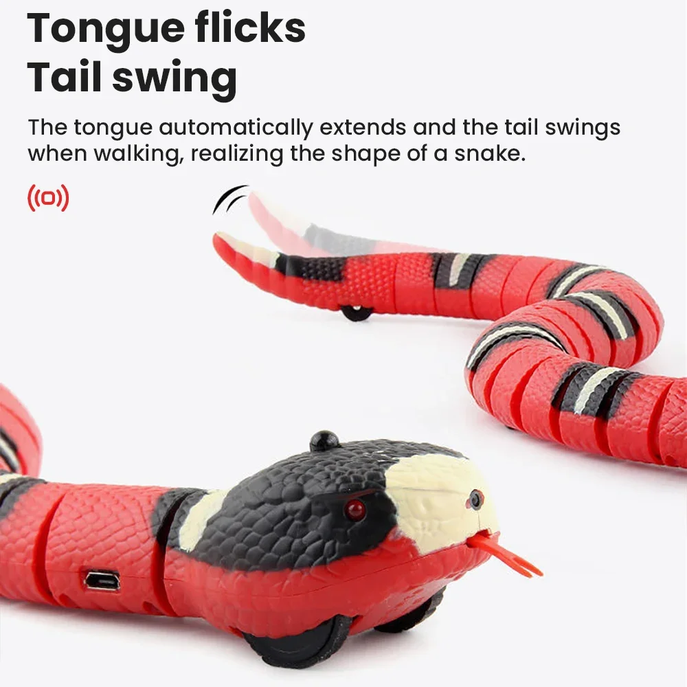 Intelligent Animal Simulation Snake Sensing Obstacle Avoidance Silver Ring Snake New Strange Toy Remote Control Rattlesnake