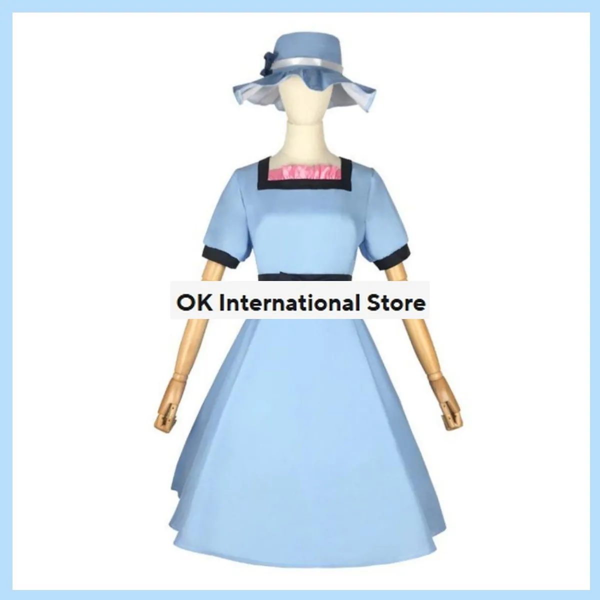 Anime Game Steins Gate Shiina Mayuri Costume Cosplay Blue Dress Princess Dress Hat Adult Woman Lovely Kawaii Carnival Suit