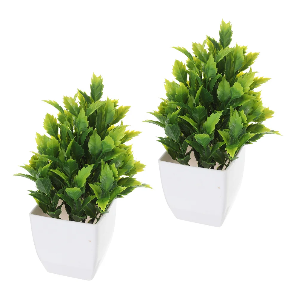 

2Pcs Indoor Fake Bonsai Trees Small Artificial Green Plants Home Decor Desk Faux Potted Plants Realistic Simulation