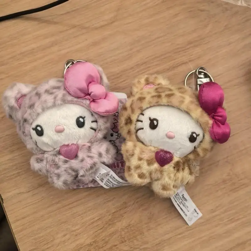 Personaggio Sanrio di alta qualità Kawaii Hello Kitty Cartoon Leopard Print Peluche Bambola Peluche Portachiavi Zaino Decorazione Regalo