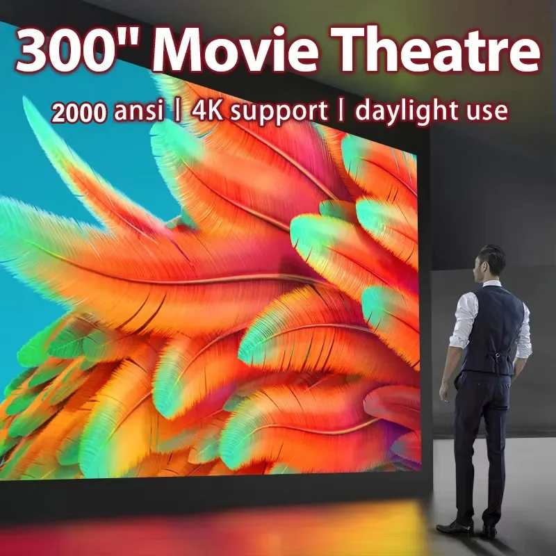 جهاز عرض عالي الدقة بالكامل لعام 2025 4k 2000 لومن مع تجربة ليزر للمسرح المنزلي والسينما وأجهزة عرض الأفلام الخارجية للهواتف الذكية