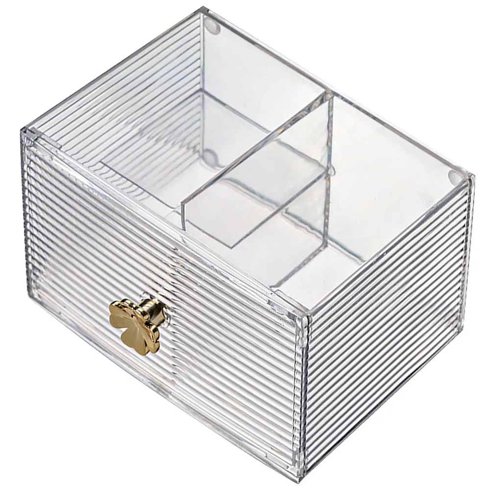 Clear Makeup Organizer Box 2 Pack Multi Compartment Lidded Storage Holder for Cotton Buds and Desk