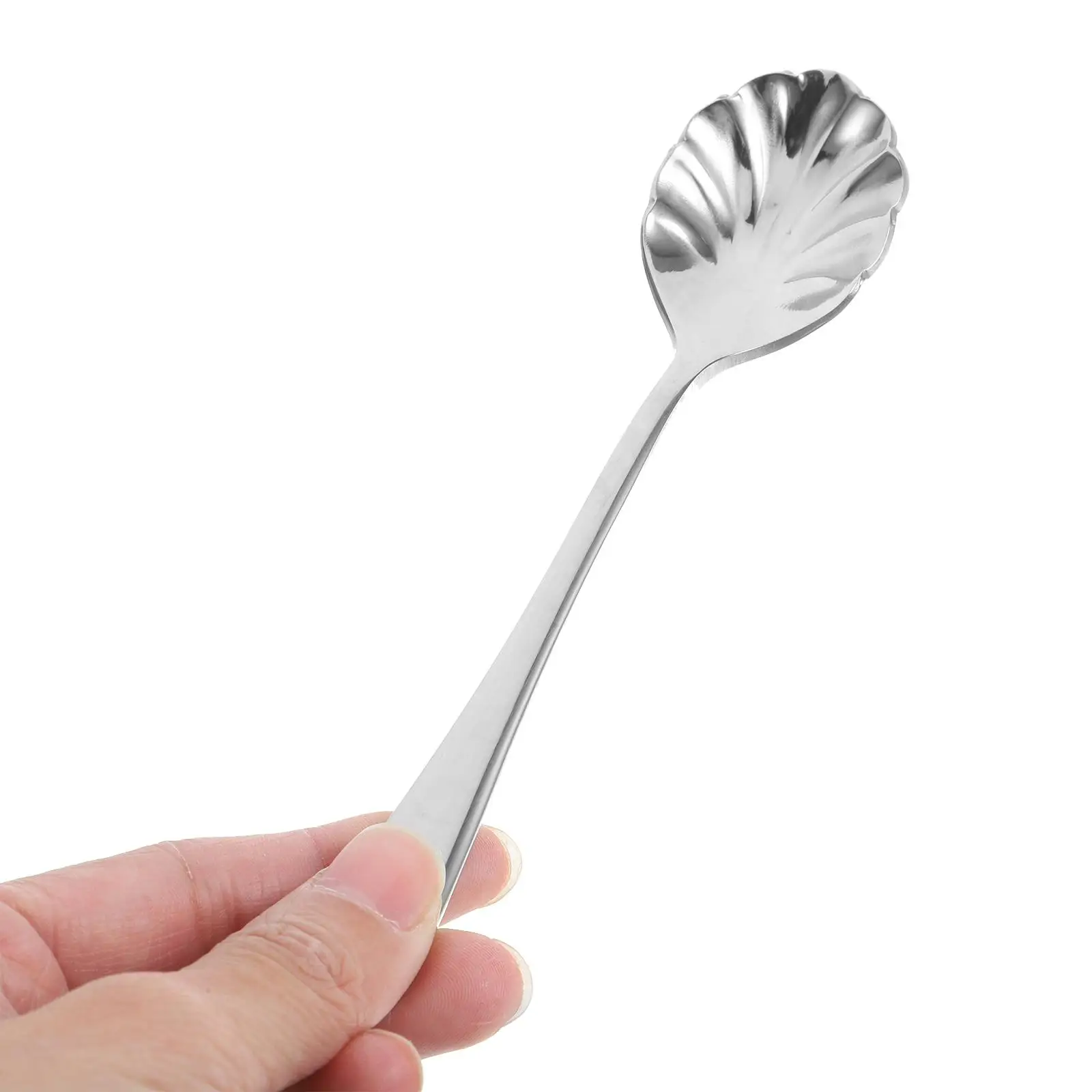 

4 Pcs Stainless Steel Seashell Spoons High Gloss Polished Ergonomic Handle Coffee Tea Ice Cream Dessert Spoon Kitchen Bar Party
