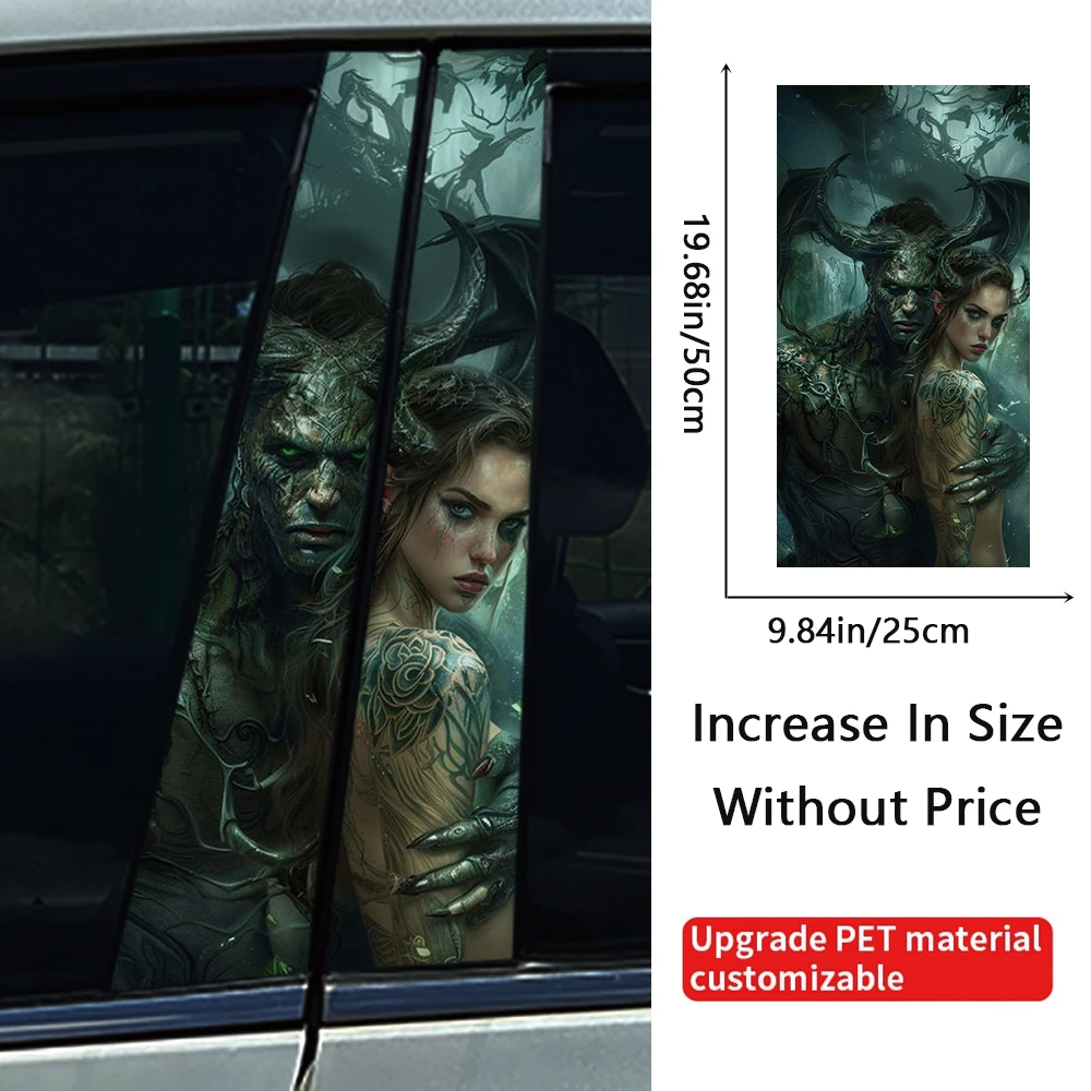2Pcs/set Gothic Couple Warrior Vinyl Car Stickers Durable Waterproof and Scratch Resistant PVC Stickers for B-pillars