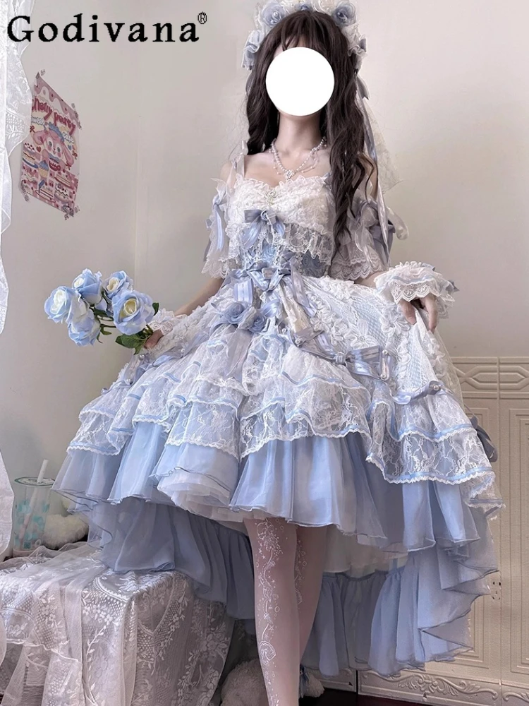 

French Elegant Court Style Princess Dresses Summer New Girl's Women's High Waist Slim Off-Shoulder Sling Dress Wedding Dress