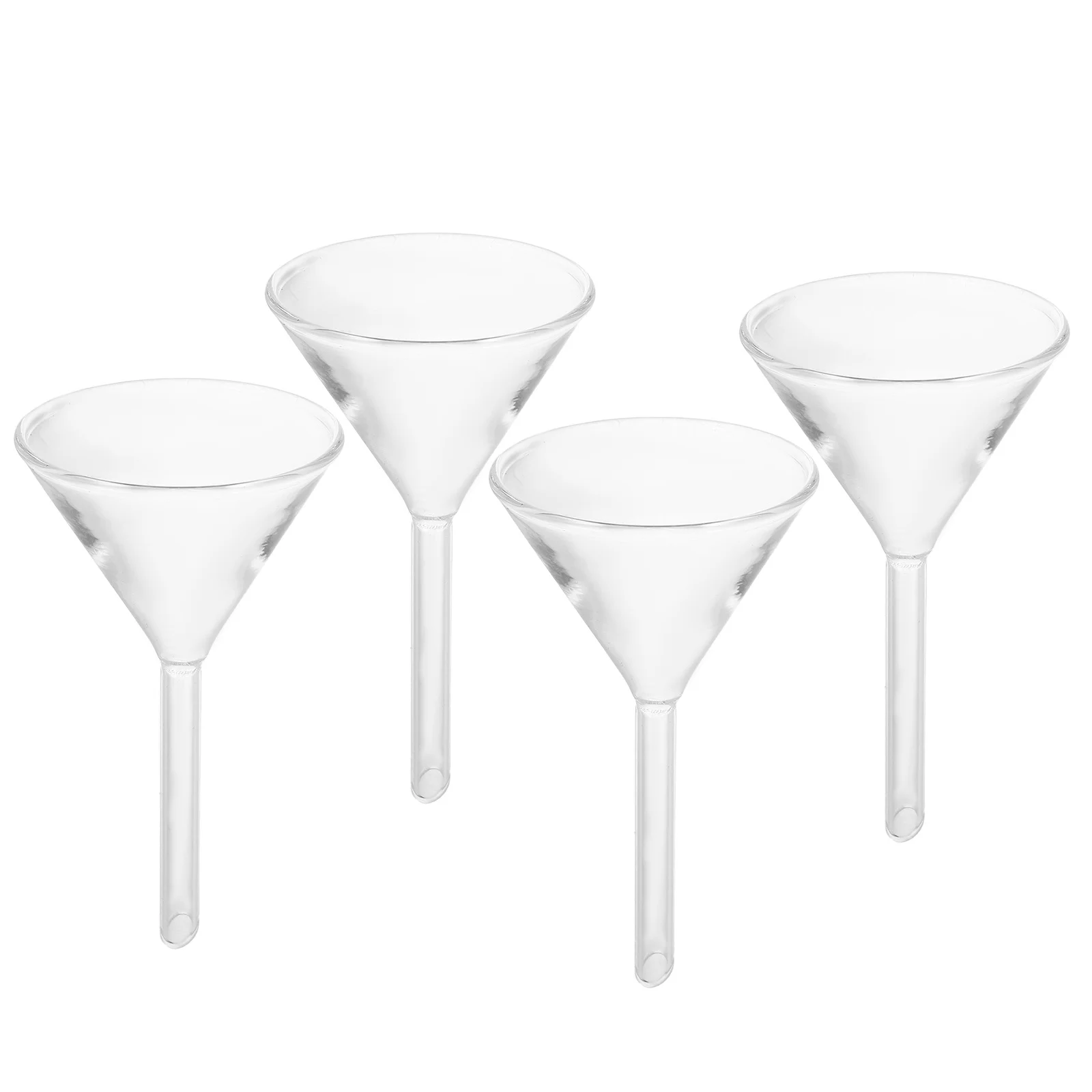 

4Pcs Clear Oil Lantern Funnel Wide Mouth Short Stem Transparent Glass Laboratory Filling Funnels Precise Fuel Transfer