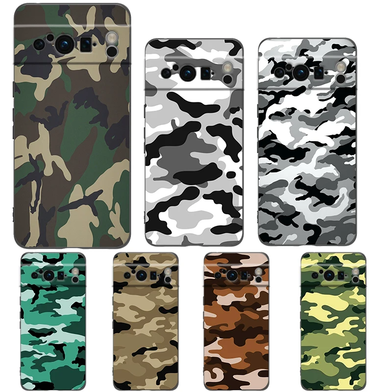 

Camouflage Camo Military Army Phone Case For Google Pixel 8 7 6 Pro 6A 7A 5G Soft Silicone Shockproof TPU Black Cover Fundas