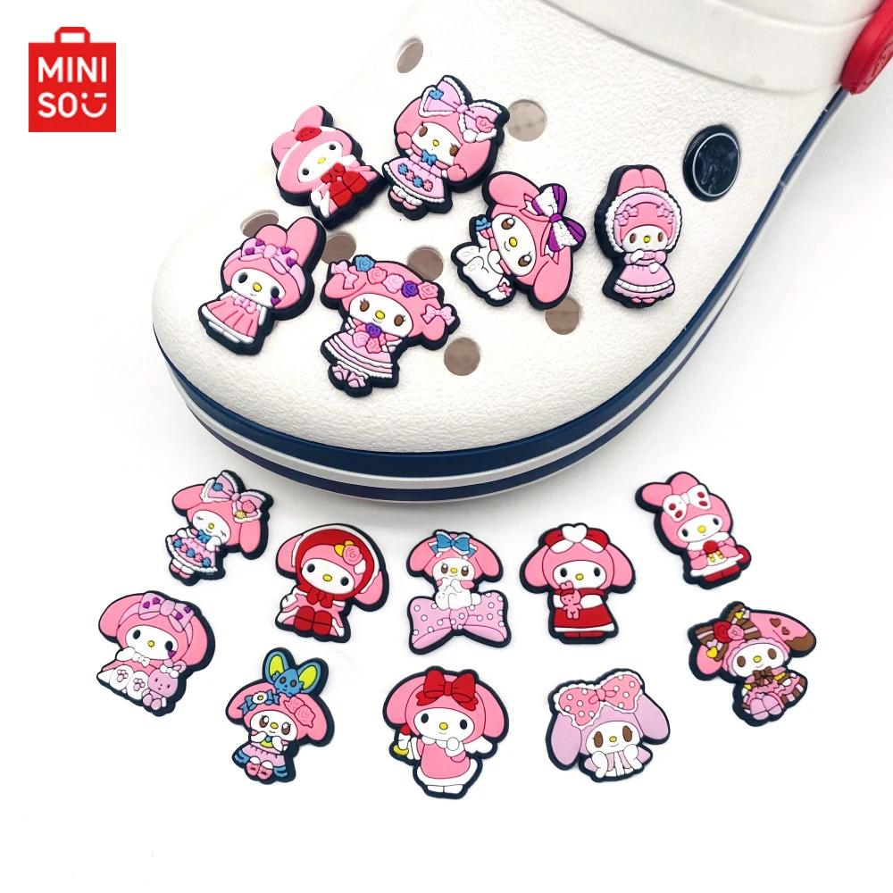 16pcs Melody Shoe Charms PVC Sanrio Anime Shoes Accessories Fashion Sandals Garden Shoe Buckle DIY Buckle X-mas Gifts