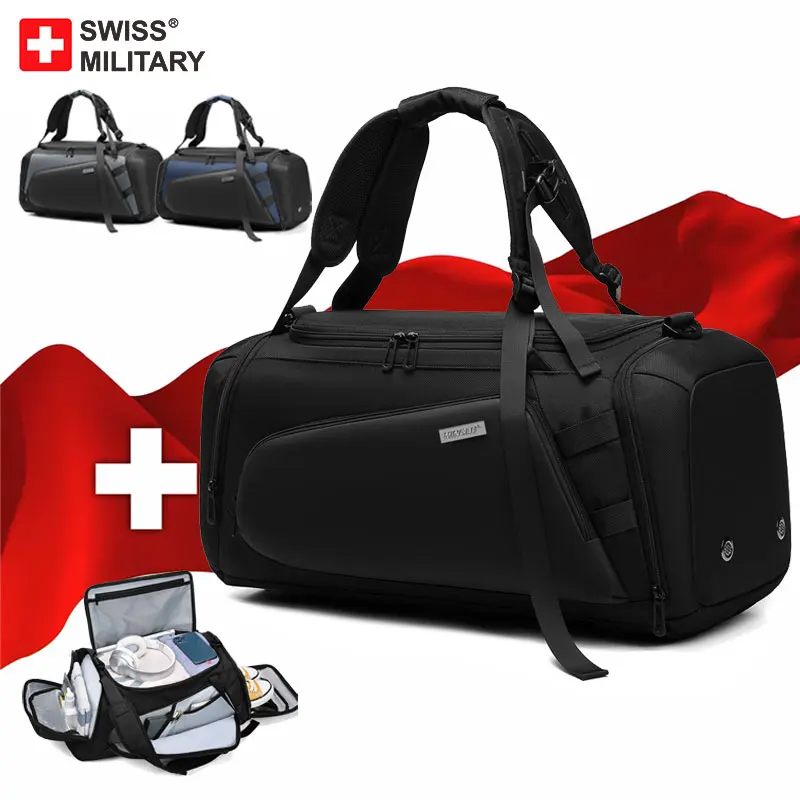 

SWISS MILITARY Multifunction Men Travel Bag Large Capacity Luggage Handbag Male Waterproof Travel Duffel Bag Shoes Pocket