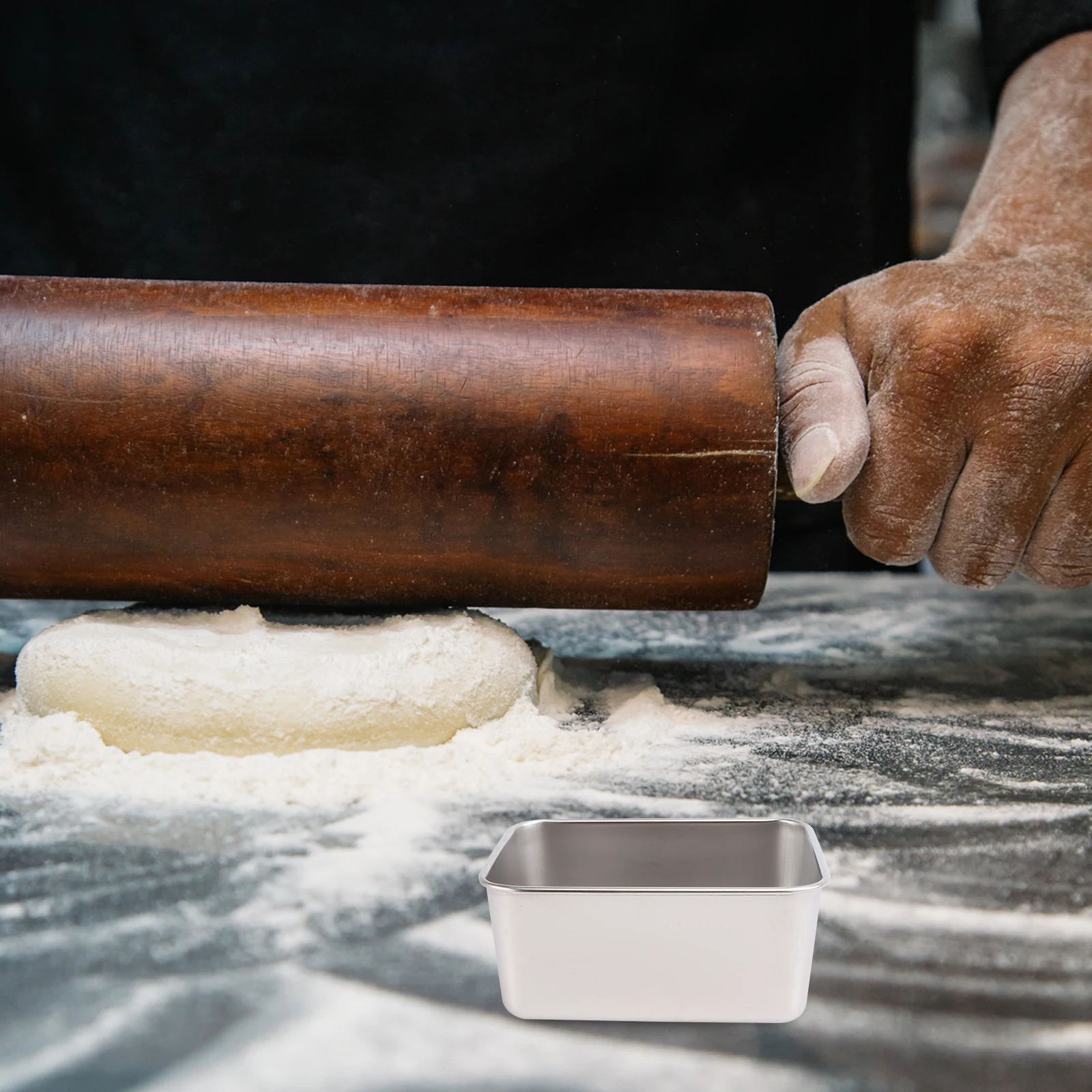 

2pcs Stainless Steel Square Food Storage Box Lightweight Cake Container For Home Restaurant Kitchen Supply Bread Baking