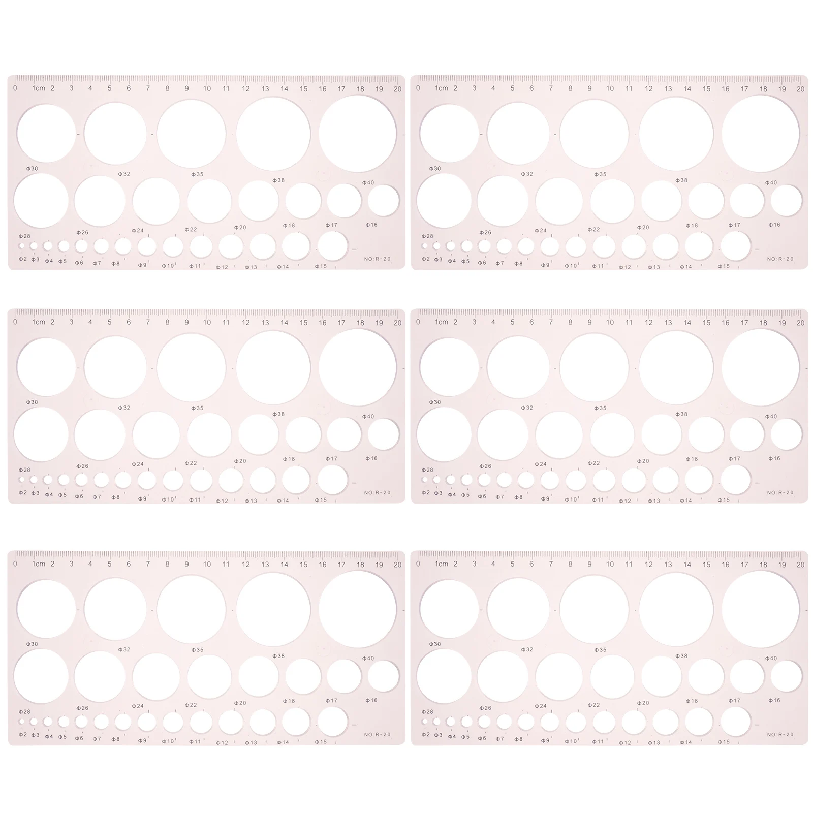 

6 Pcs Round Hole Ruler Plastic Geometry Students Circle Templates Geometric Drawing Tools Measuring Ruler Engineering Stencils