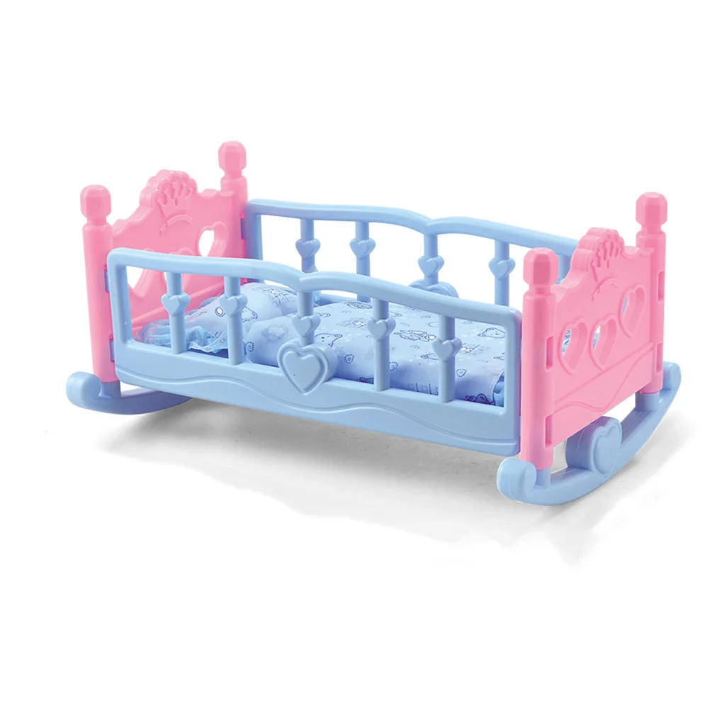 Shaker House Furniture Baby Accessories Bed Model Kids Play Toy Crib Pretend Cot for