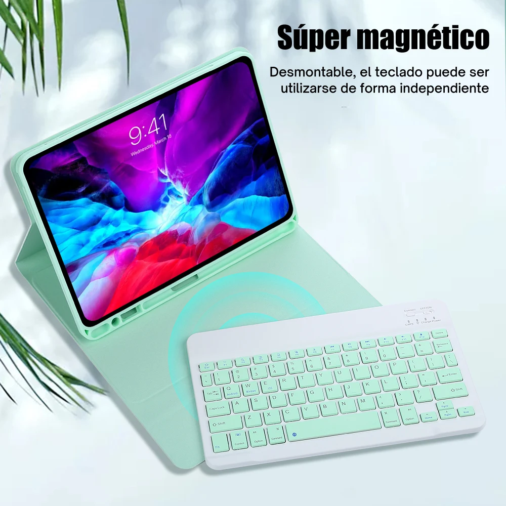 Imagem -03 - Tampa do Teclado sem Fio Bluetooth Ipad Air Stand Mouse Russo Espanhol Coreano Árabe Hebraico 11 Case Capa 2024