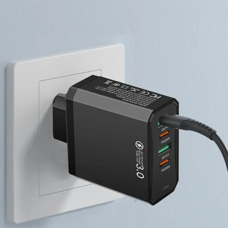 European Charger 2USB2PD European Plug Multiple Interfaces 4 In 1 Fast Phone Charger QC3.0 For Backpacking Hotel Stays Study