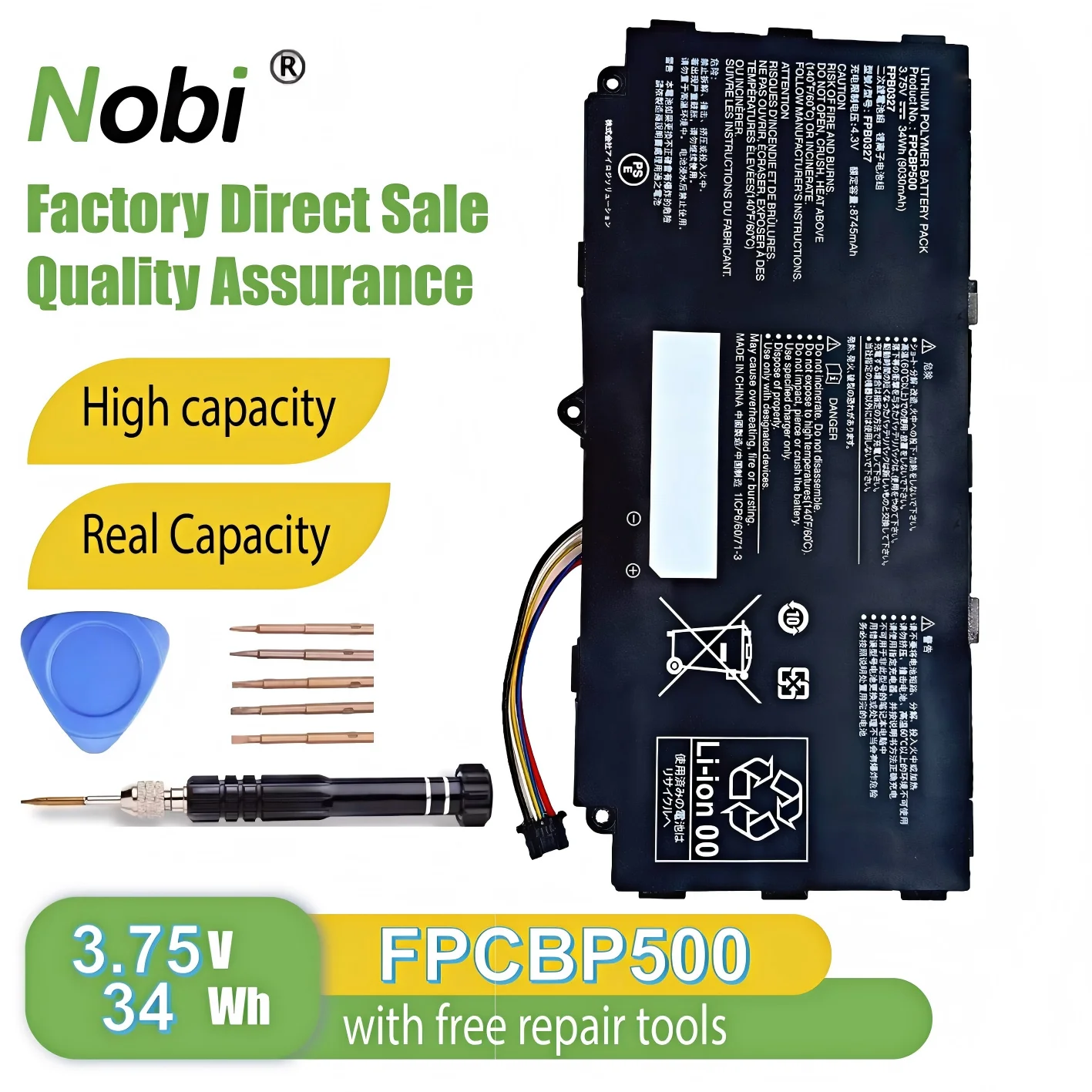 

Nobi FPCBP500 аккумулятор для Fujitsu Q506 Q506/MB Q506/ME Q506/NB Q507/PB Q507/PE Q507/RB Q508/SB Q508/SE Также совместим с FPCBP500 FPB0327 Характеристики 3.75V 34Wh