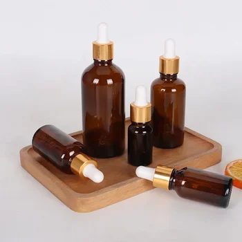 Wholesale empty dropper bottle brown essential oil glass aromatherapy liquid massage pipette bottles for 5-100ml drop refillable
