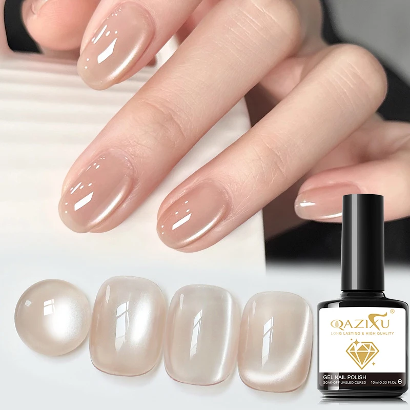 10 مللي القط العين هلام مسمار البولندية الشمبانيا الذهب شبه الدائم بريق المغناطيسي هلام نقع قبالة UV LED الورنيش تصميم الشتاء الخريف #3