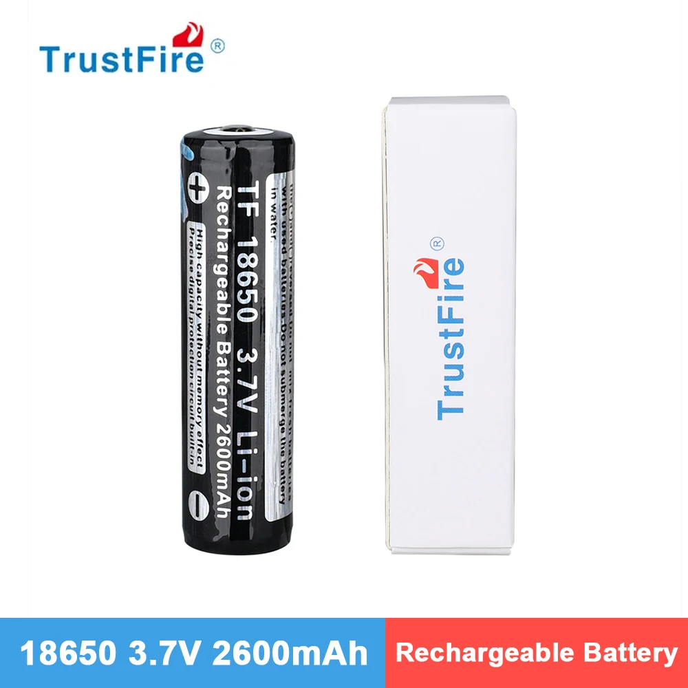 TrustFire 3.7V 18650 2600mAh Rechargeable Lithium Battery Original Li-ion Cells for LED Flashlight Headlamp Power Bank Toy UAV