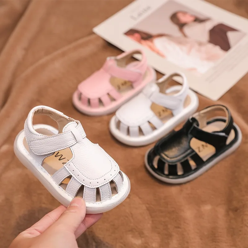 

Летние сандалии для девочек и мальчиков, детская обувь из натуральной кожи, нескользящая мягкая подошва, детские пляжные сандалии для малышей, детская повседневная обувь