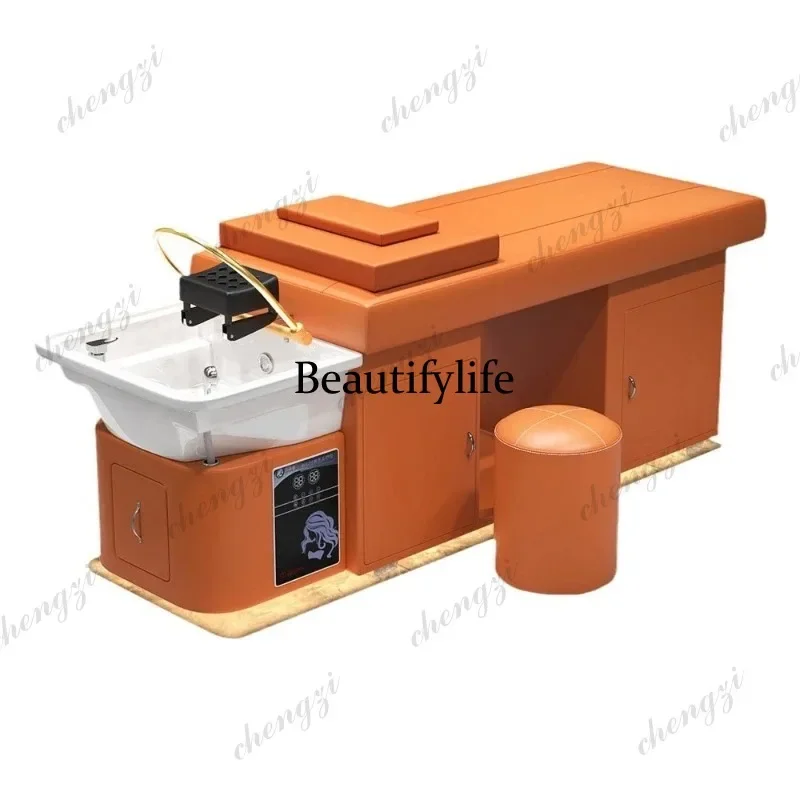 K153   Barber Shop Sink Shampoo Chairs Lounge Bed Beauty Luxury Shampoo Chairs Bed PU Leather Furniture Chaise Pour Shampooing