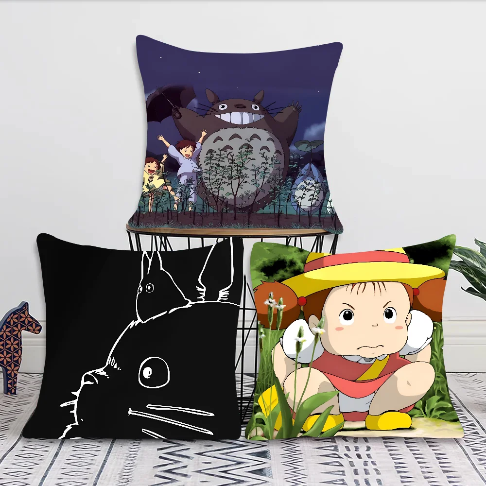 1pc Anime T-Totoro-o Pillow Case Square Pillow Bedroom Sofa Leisure Comfort Cushion Car Living Room Home Decoration